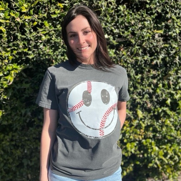 Distressed Baseball Smiley Tee - Picture 5 of 5